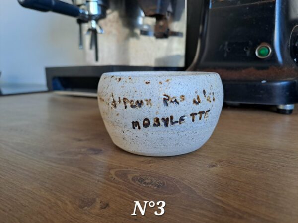 Tasse grès "J'peux pas j'ai mobylette"